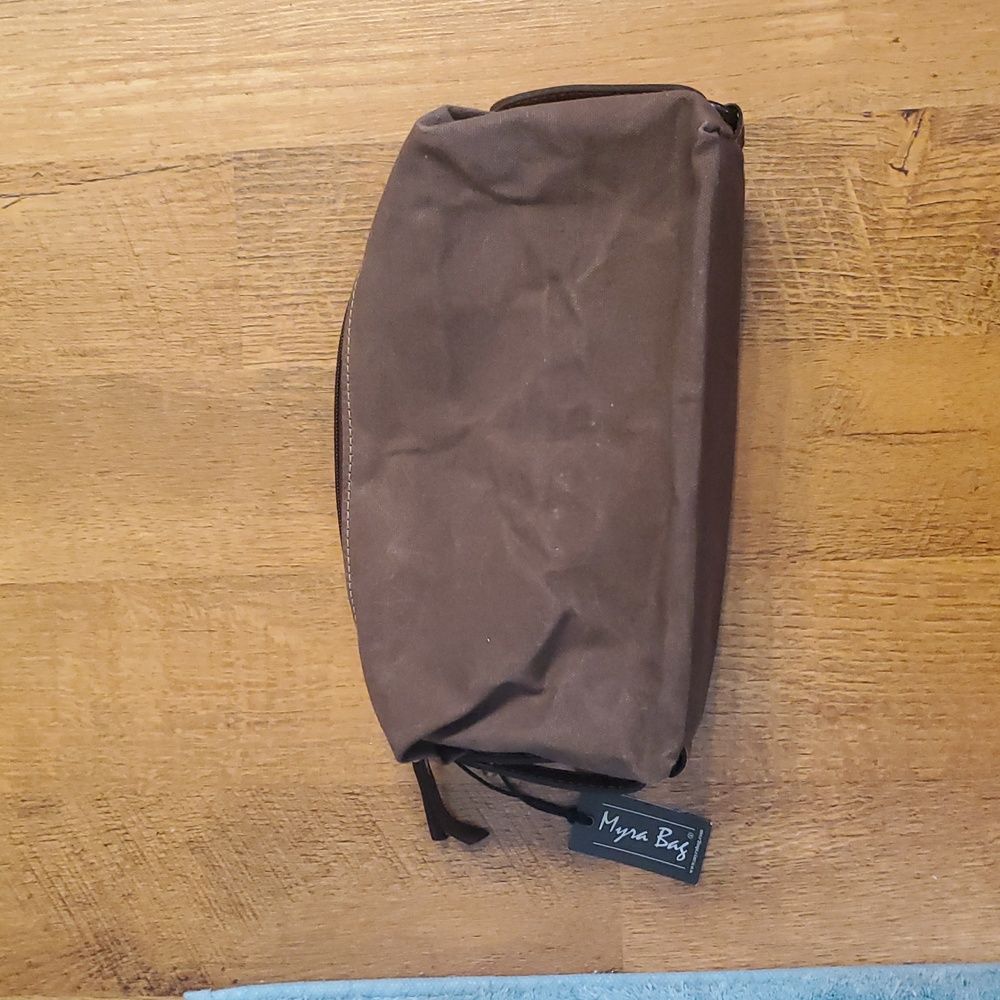 Myra Bag NWT Dark Brown Mens Toiletry Bag Mountain Dawn Shaving Kit Bag - Picture 6 of 8